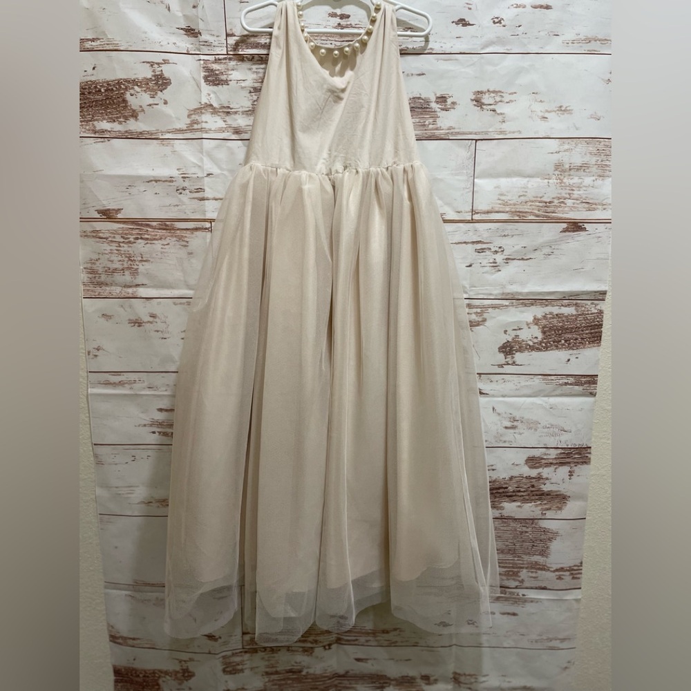Girls rose gold dress size 7/8 flower girl